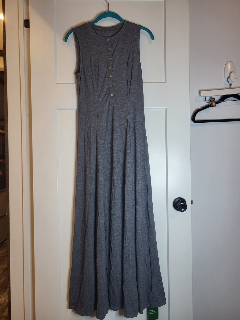HALARA Gray Sleeveless Maxi Dress with Button Front